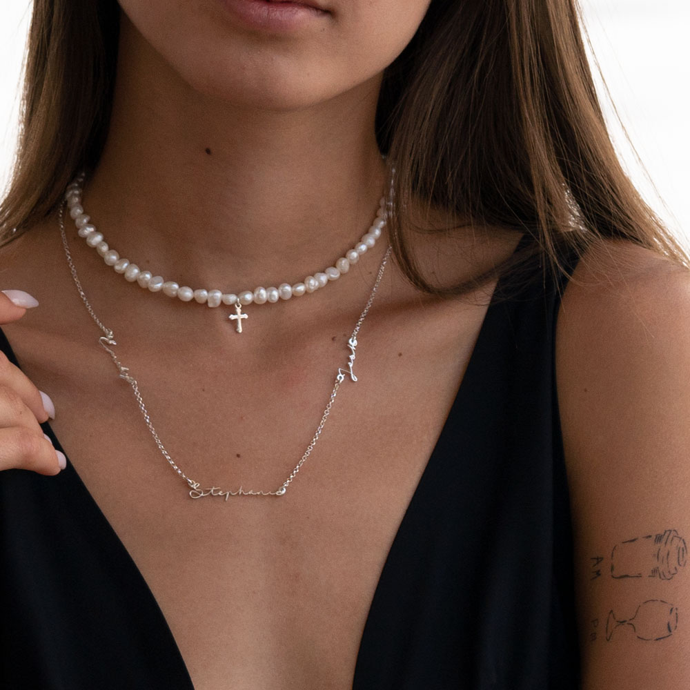 Pearl Necklace with Cross