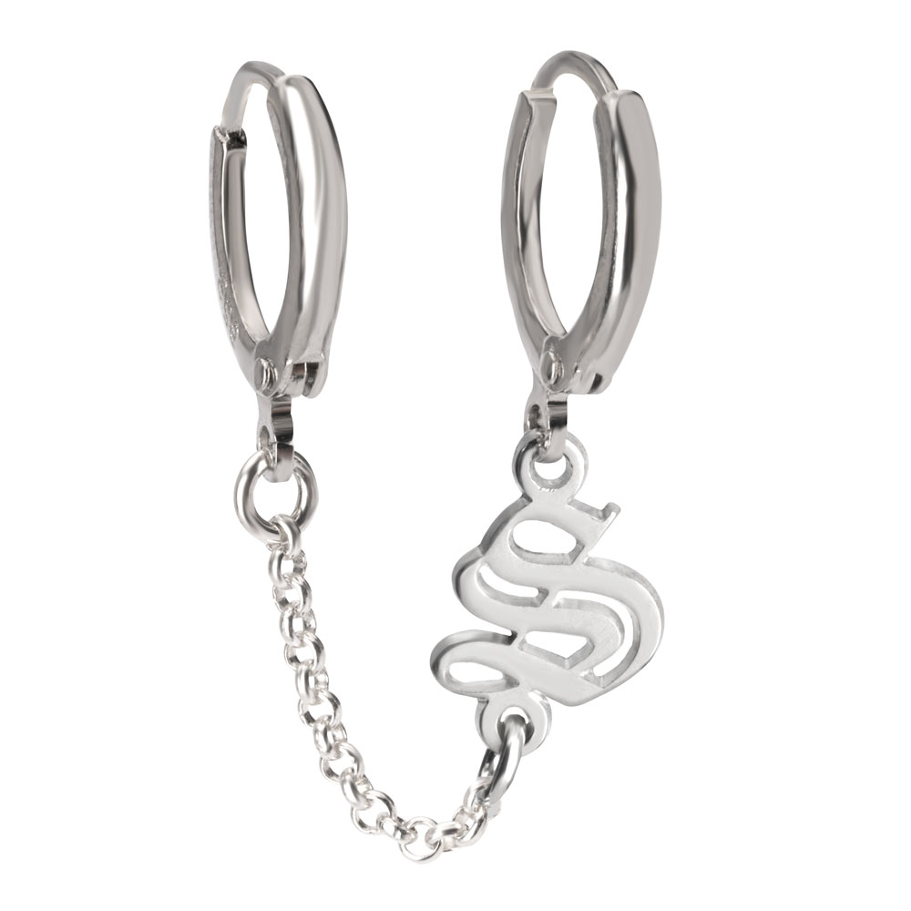 Initial Double Piercing Earrings