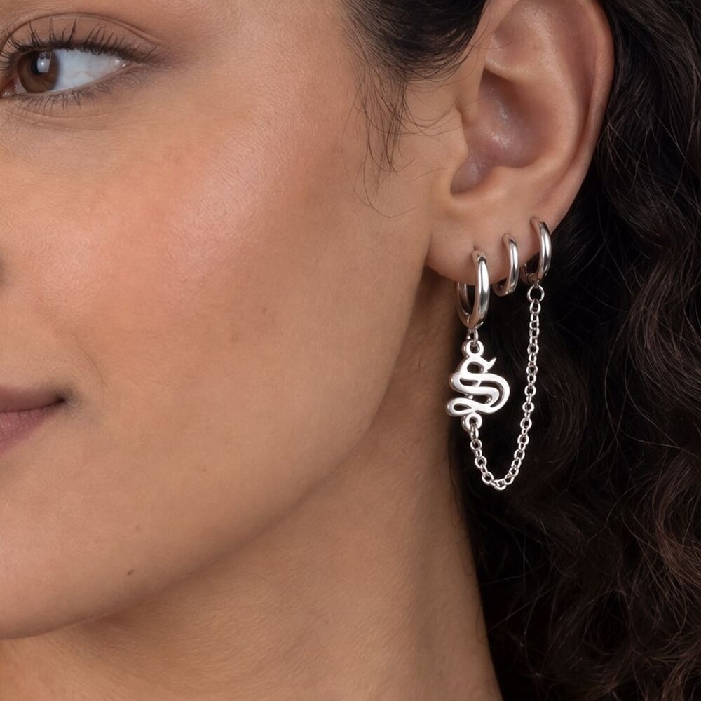 Initial Double Piercing Earrings