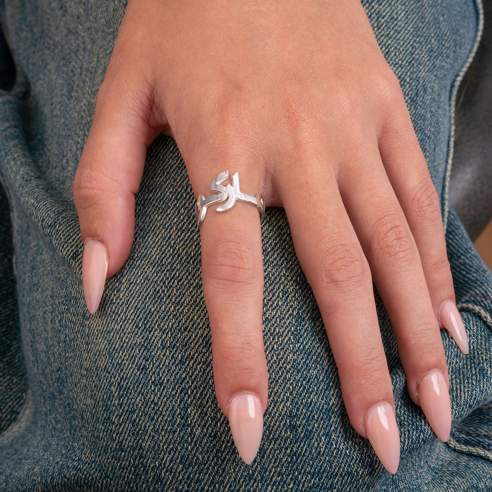 Arabic Name Ring on a model