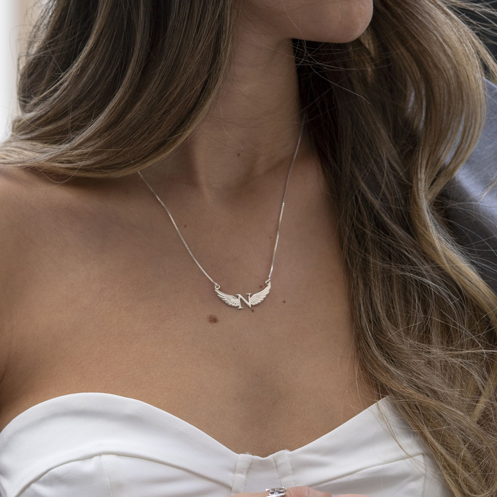 Initial with Wings Necklace