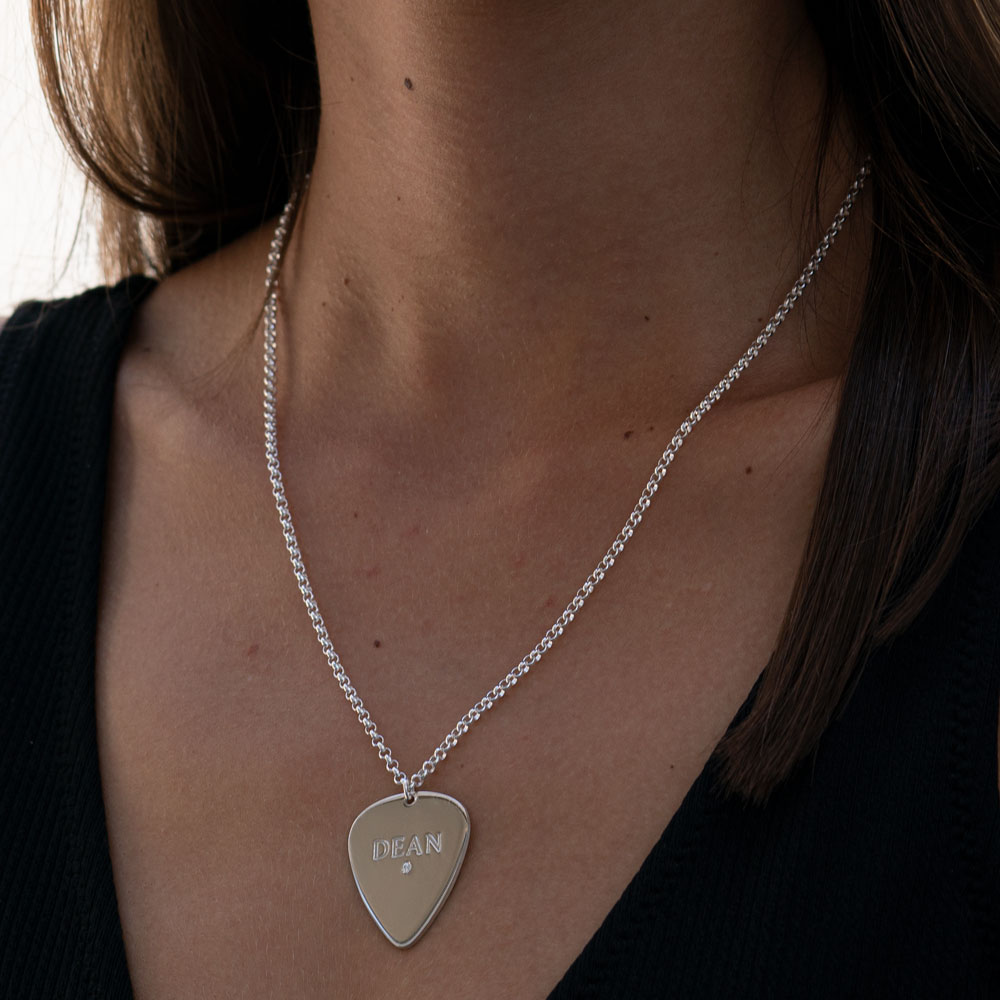 Diamond Guitar Pick Necklace