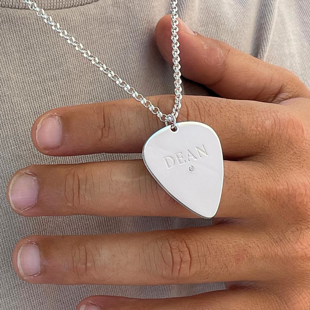 Diamond Guitar Pick Necklace