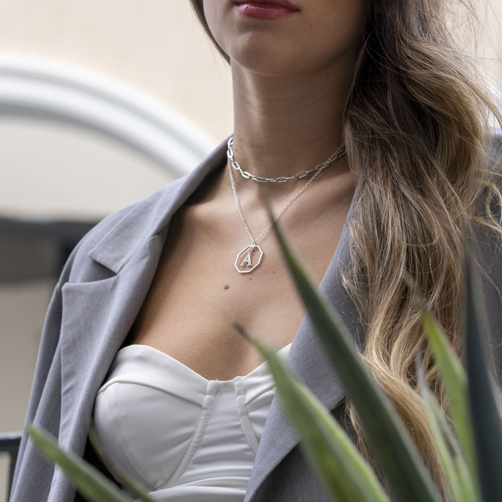Octagonal Letter Pendant