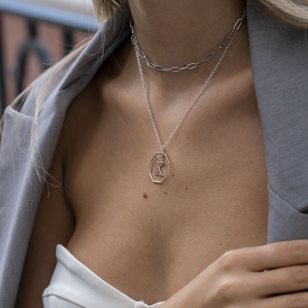 Octagonal Letter Pendant