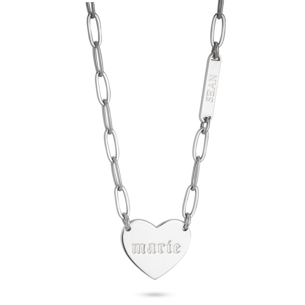 Paperclip Heart and Bar Necklace