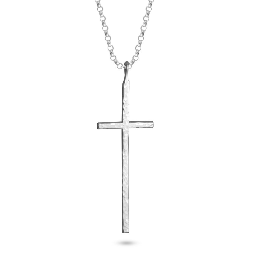 Hammered Cross Necklace