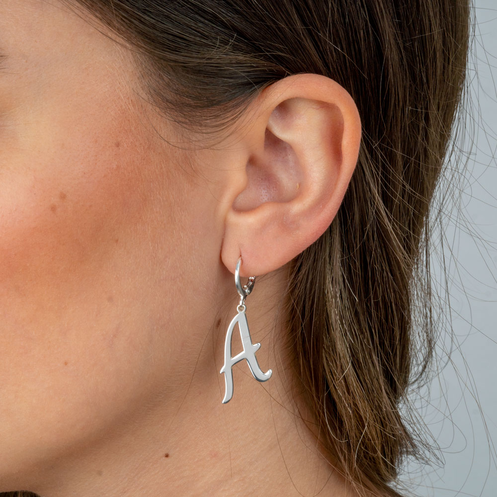 Cursive Initial Earring 