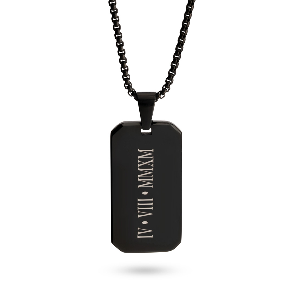 Engraved Black Onyx Necklace for Men 