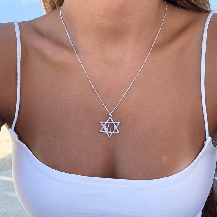 Chai Star of David Necklace model