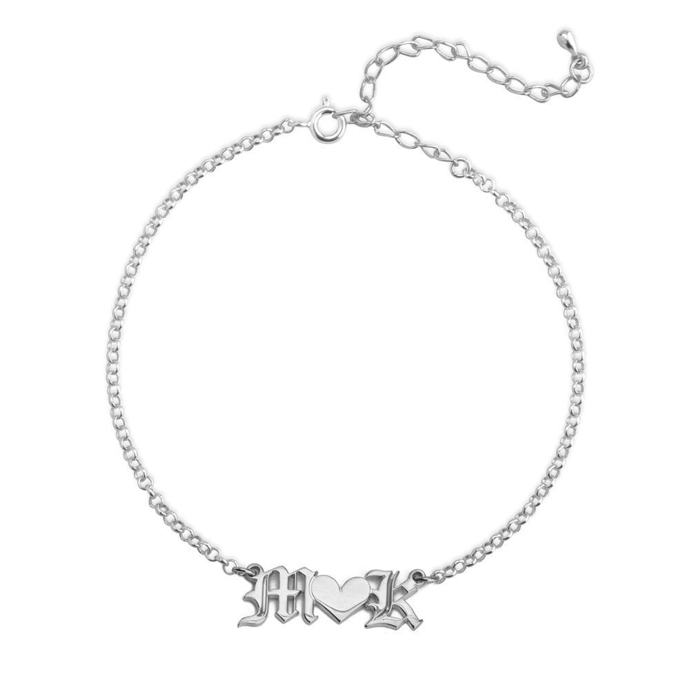 Two initial Heart Ankle Bracelet