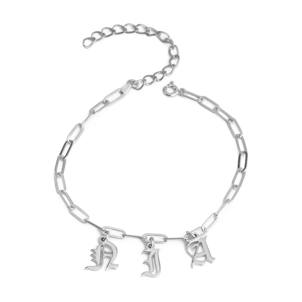 Multi Initial Paperclip Anklet