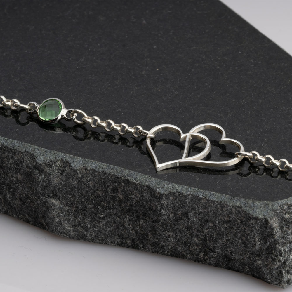 Heart anklet with birthstone