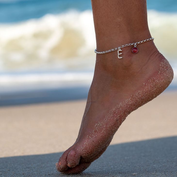 Custom Initial and Birthstone Anklet information