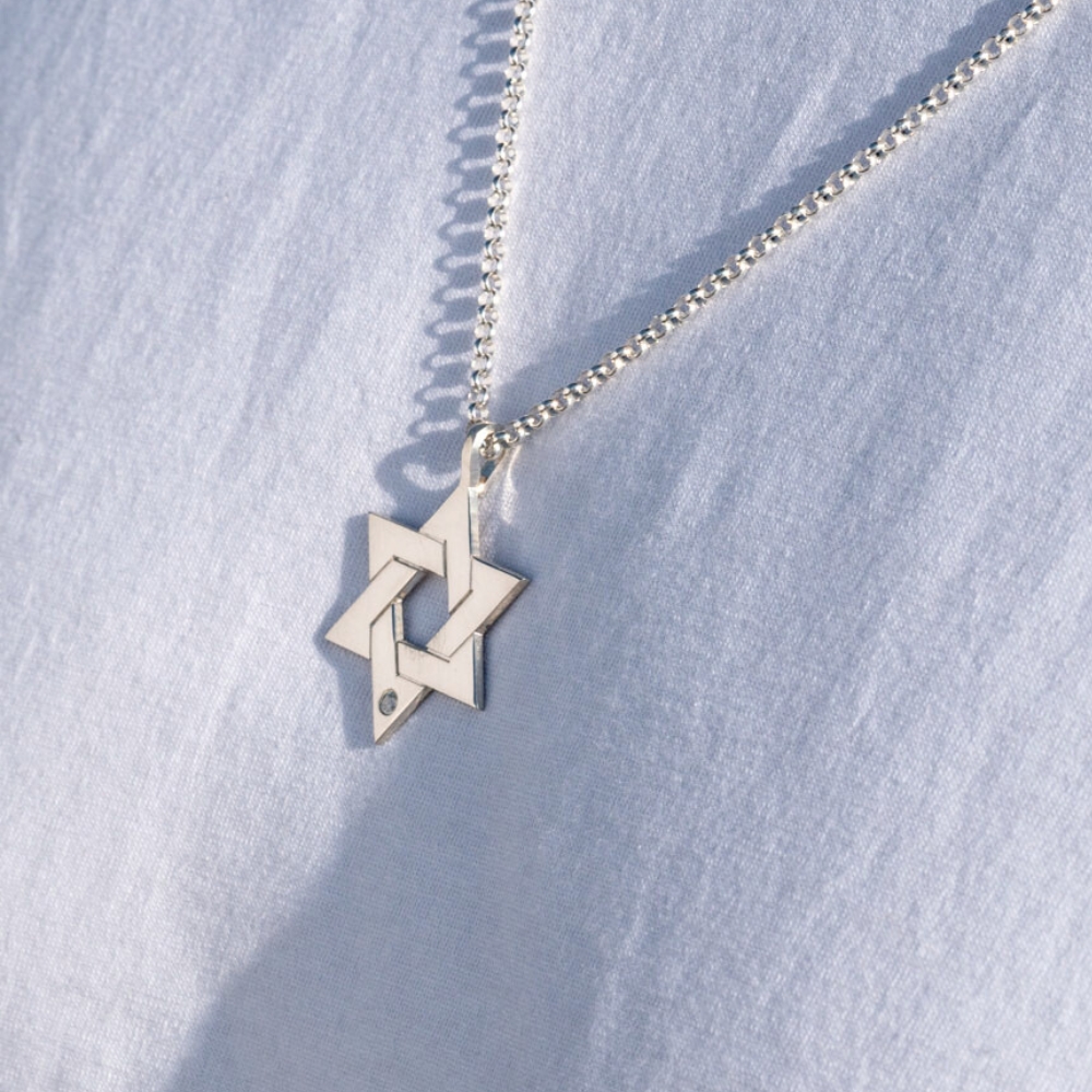 Diamond Star of David Necklace for Men