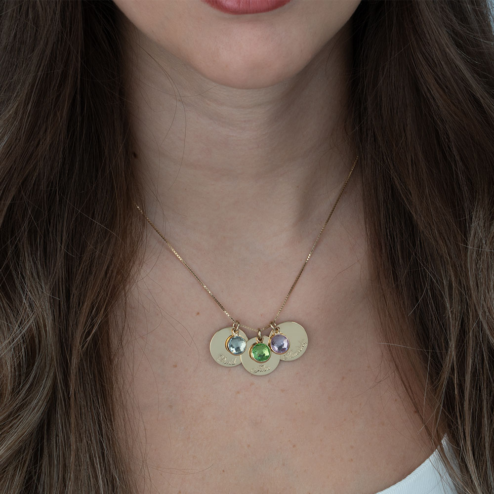 Birthstone Disc Necklace for Mom