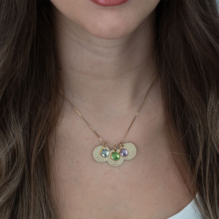 Birthstone Disc Necklace for Mom