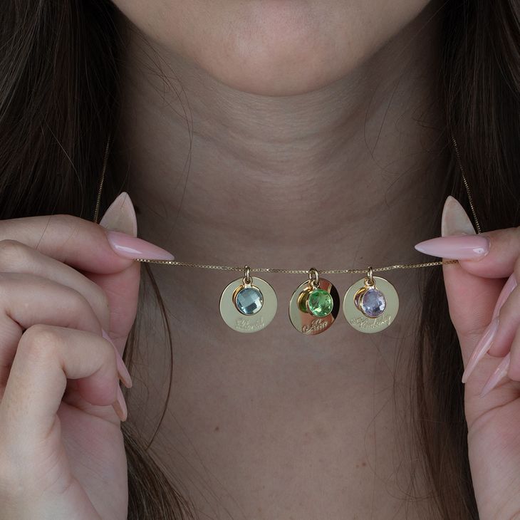 Birthstone Disc Necklace for Mom model