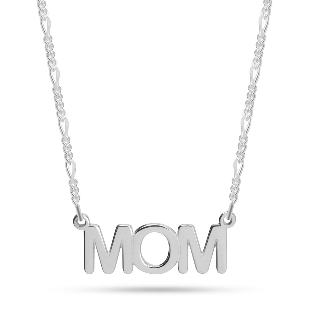 Mom Necklace with Figaro Chain