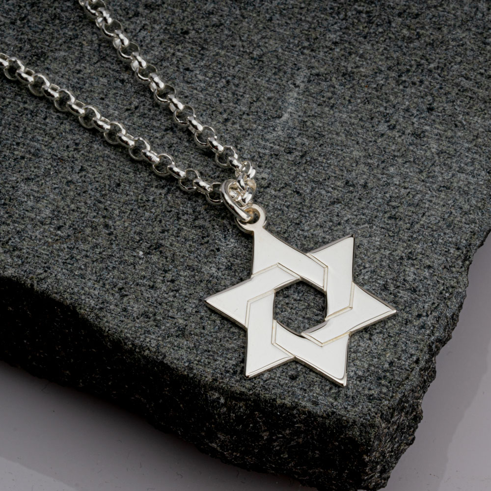 Star of David Necklace with Rolo Chain on a model