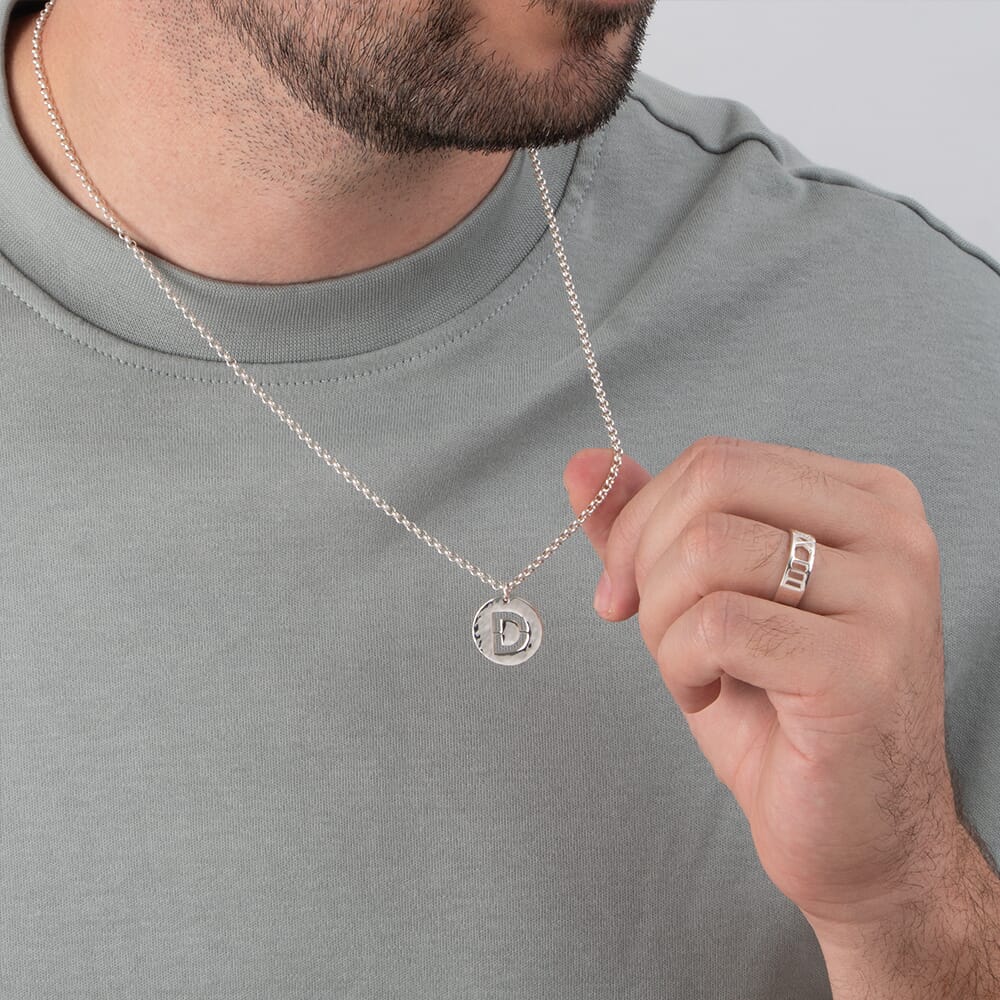 Hammered Initial Disc Necklace