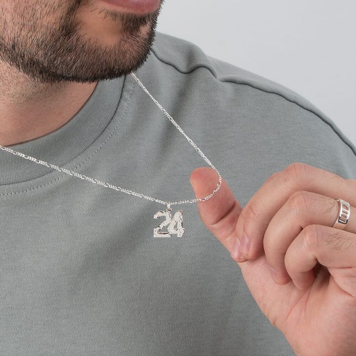 Hammered Number Necklace model