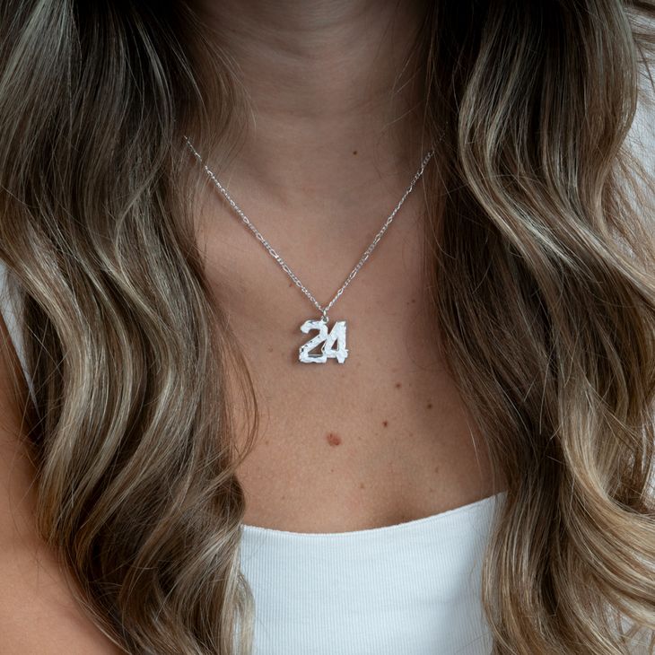 Hammered Number Necklace model