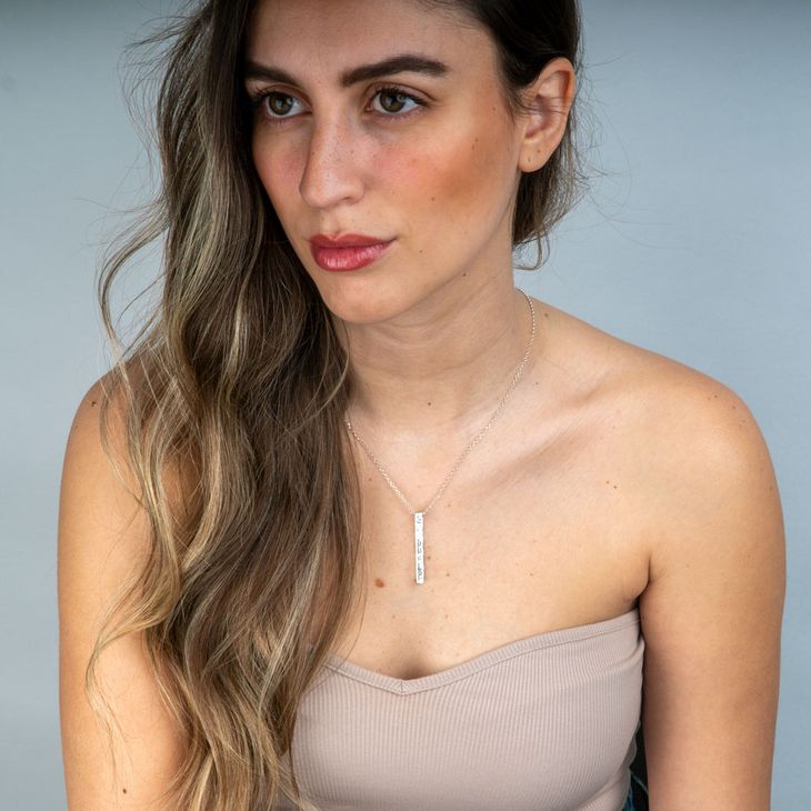 Engraved Hebrew Silver Bar Necklace information