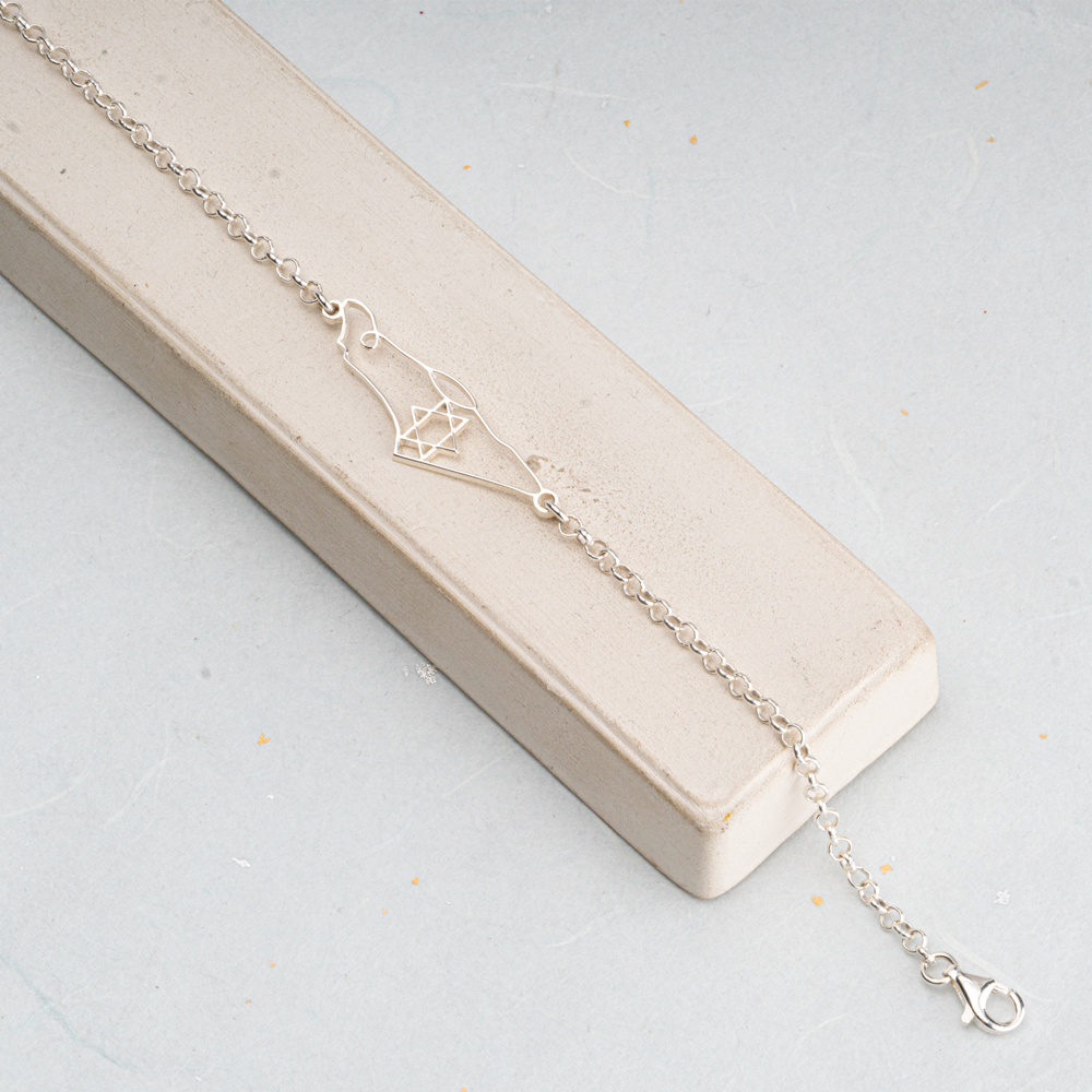 Israel Map & Star of David Bracelet on a model - 2