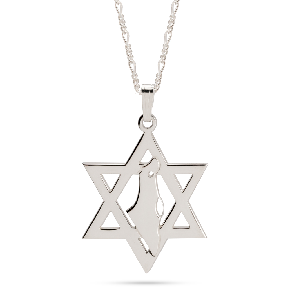 Israel Map on Star of David Pendant