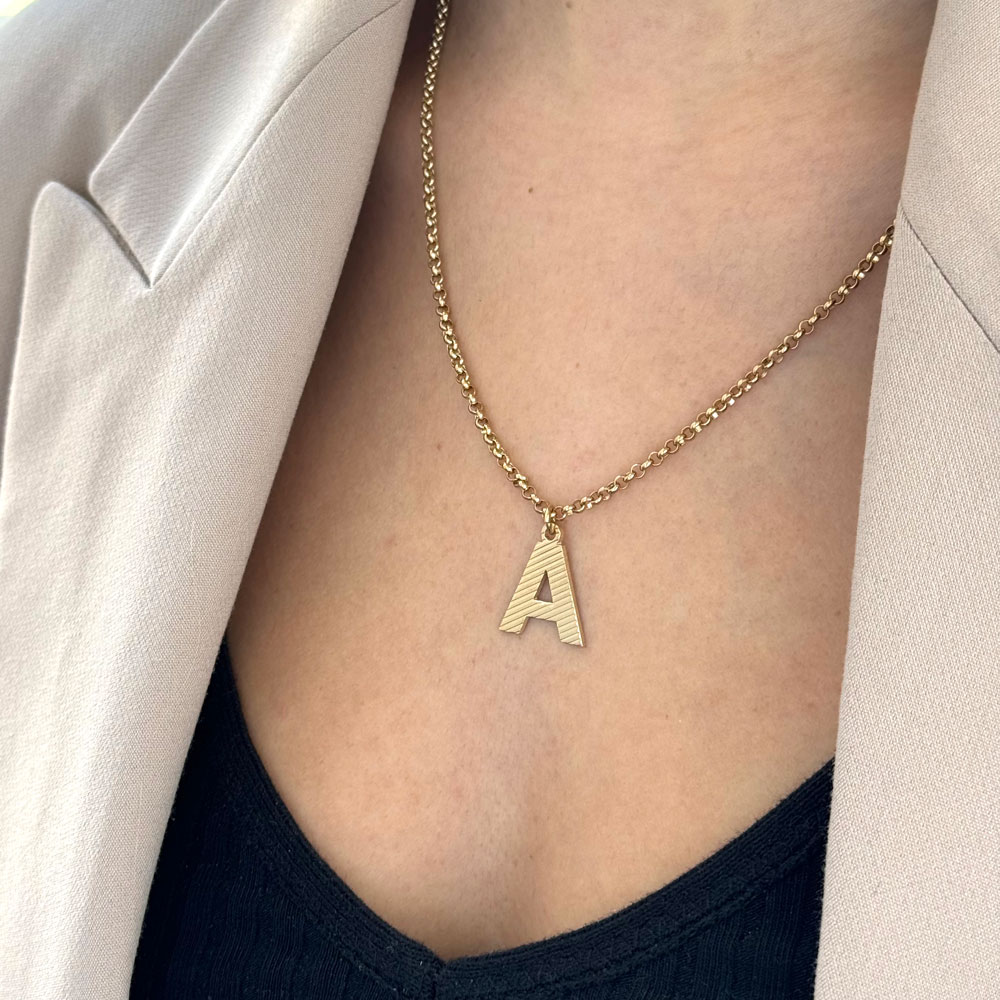Capital Textured Initial Necklace