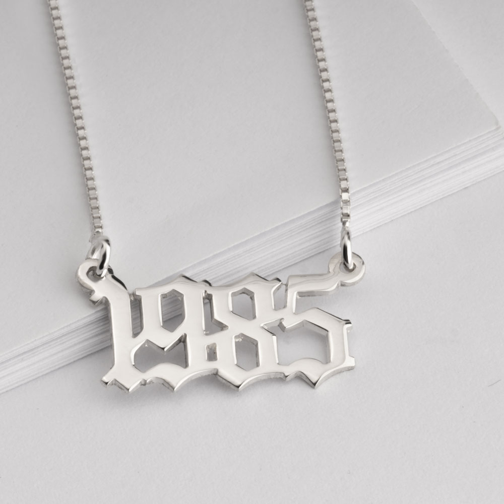 Custom 14K Gold Year Necklace
