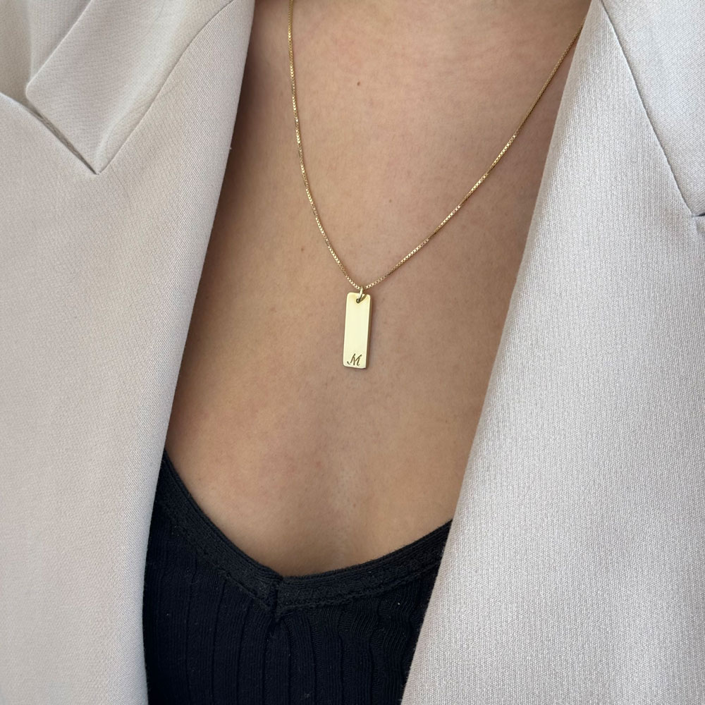 14K INITIAL BAR NECKLACE