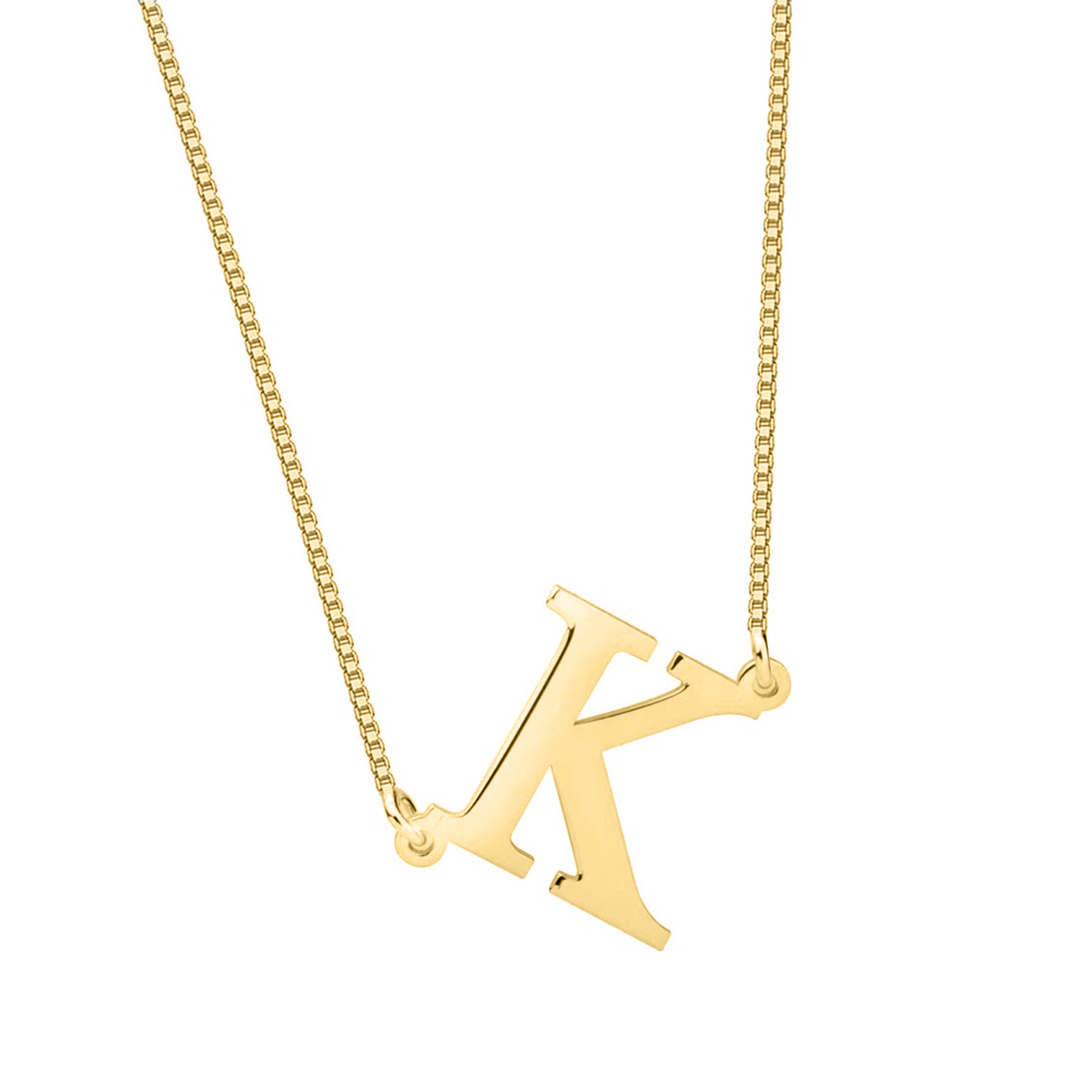 14k Gold Sideways Initial Necklace