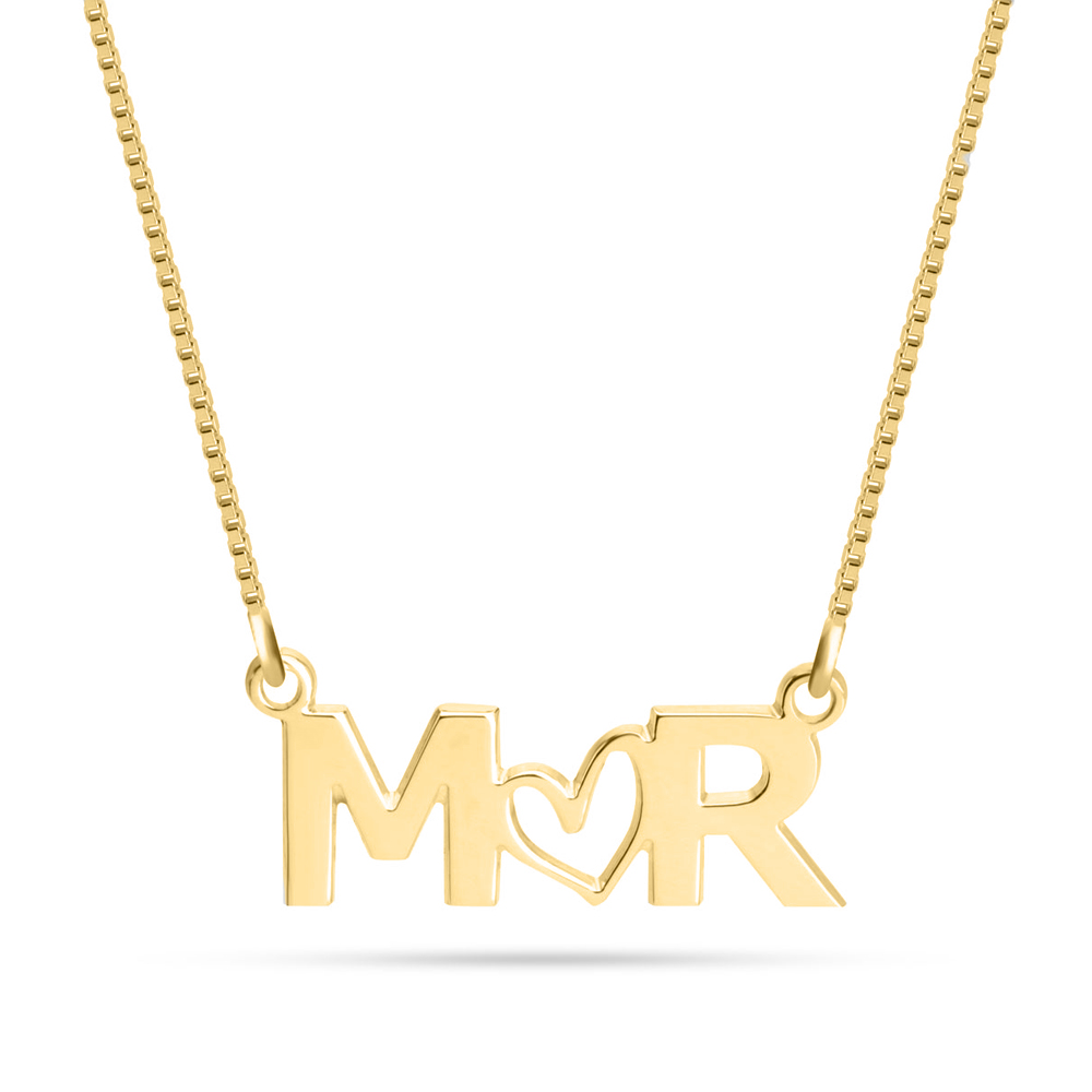 Double Initial Necklace with Heart