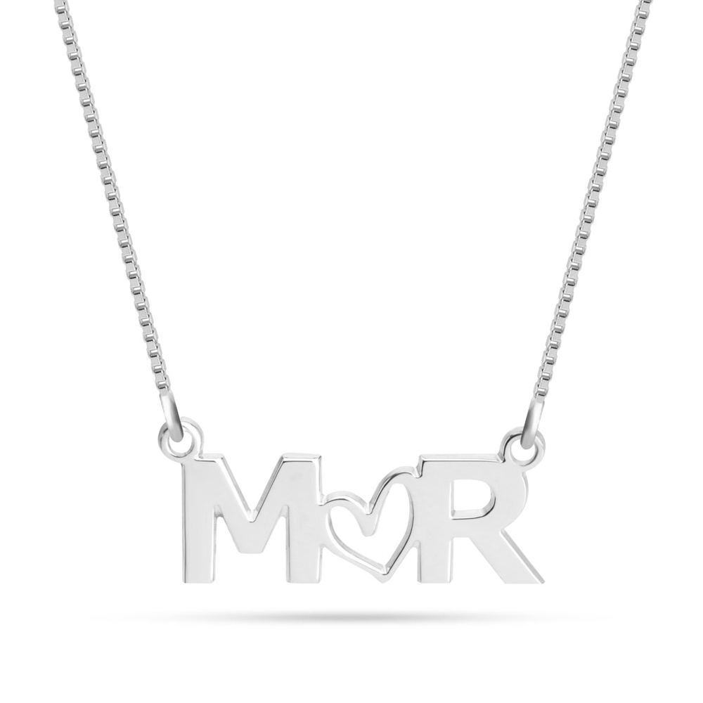 Double Initial Necklace with Heart