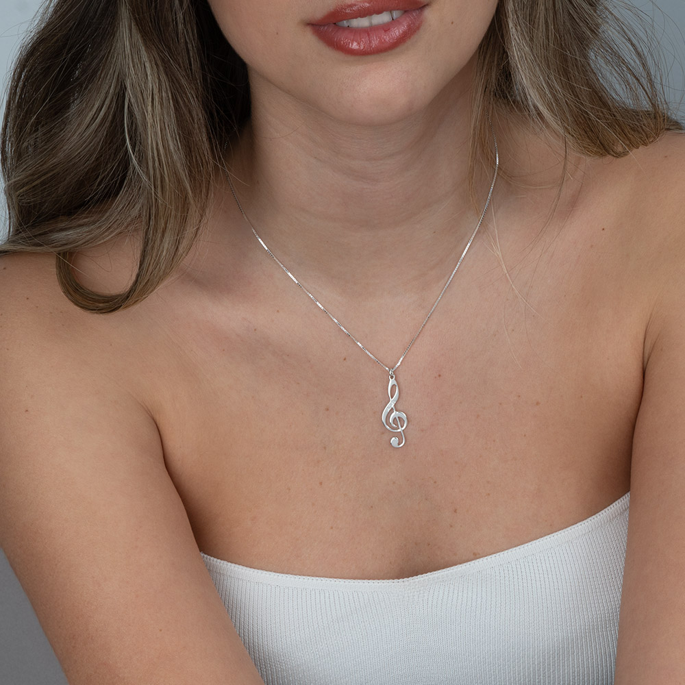 Engraved Music Note Necklace