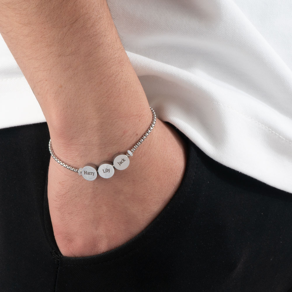 Engraved Bracelet for Dad on a model