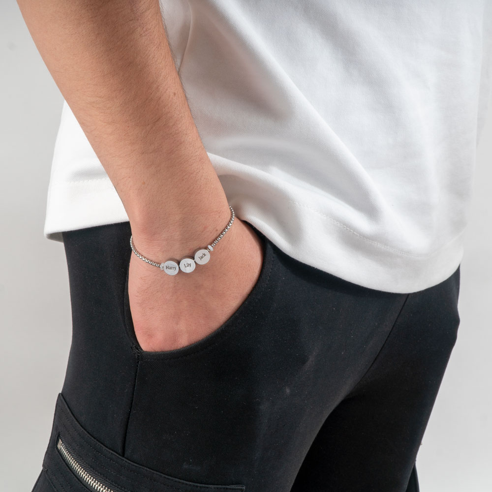 Engraved Bracelet for Dad on a model - 2