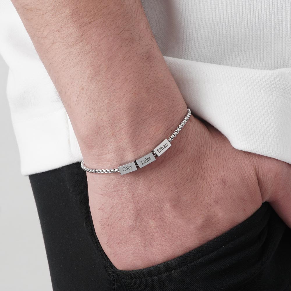 Multiple Engraved Name Bracelet on a model - 2