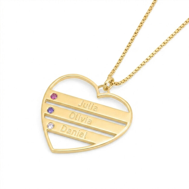 Personalized Mother Necklace with Birthstones - Picture 2