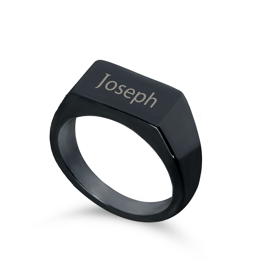 Black Custom Signet Ring For Men