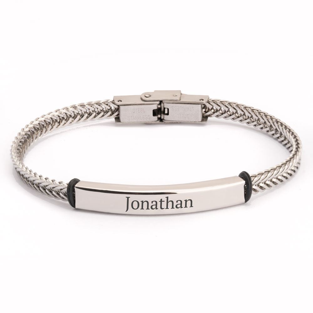 Engraved Men's Stainless Steel Bracelet