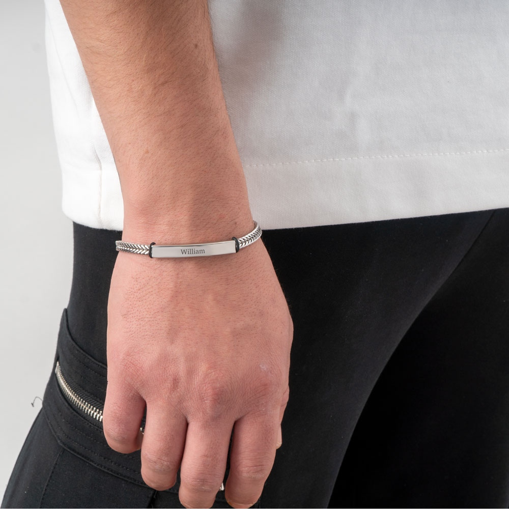 Engraved Men's Stainless Steel Bracelet