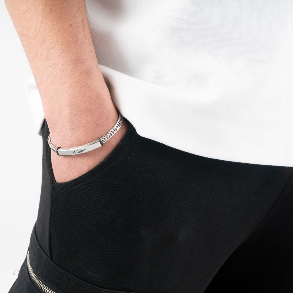 Engraved Men's Stainless Steel Bracelet