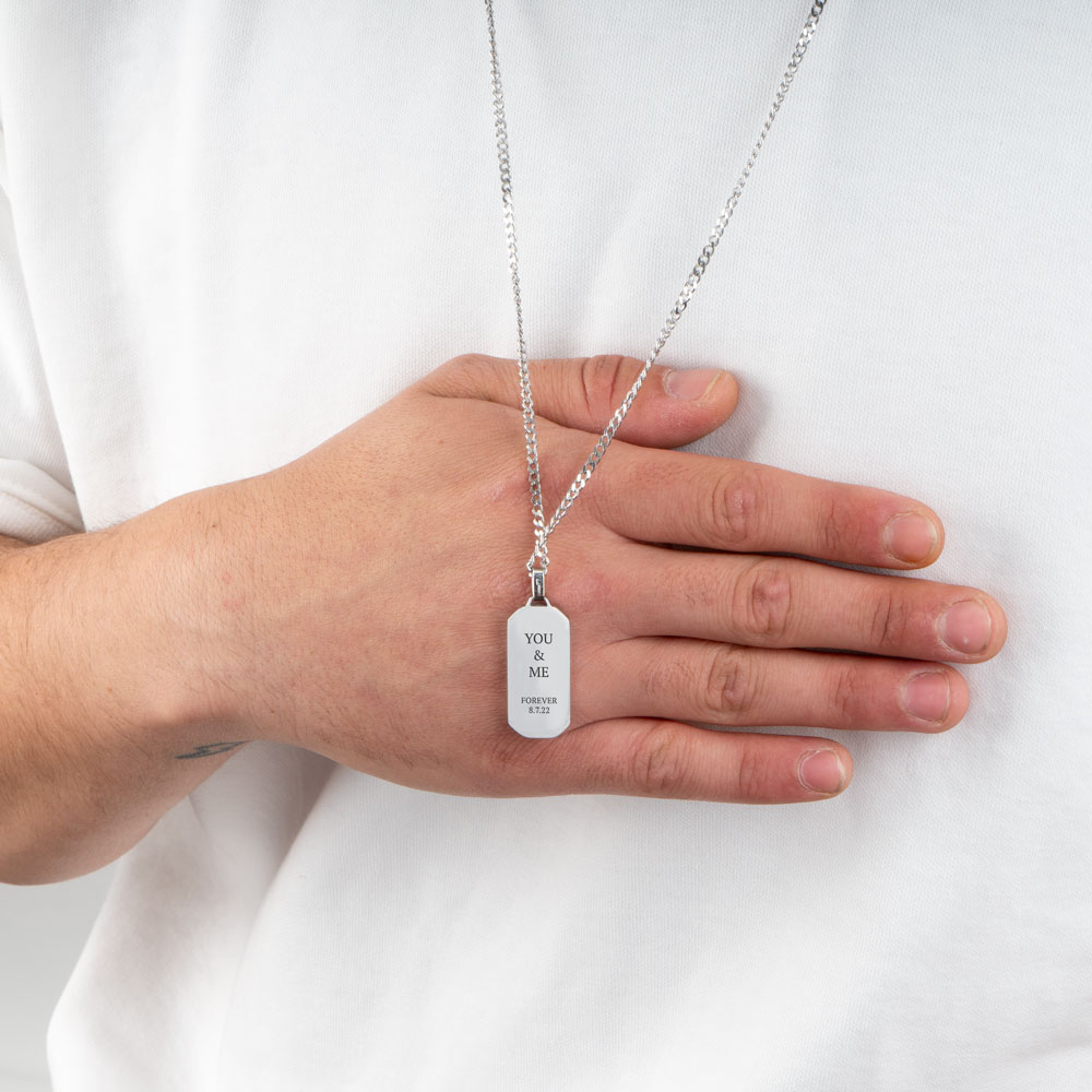 Enamel Black Tag Necklace - Hidden Message