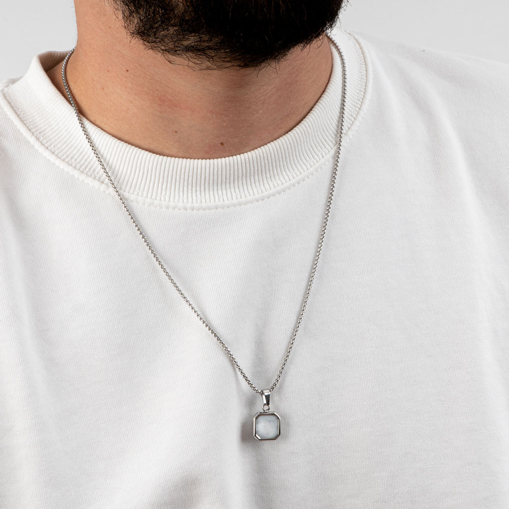 White Onyx Tag Men's Necklace