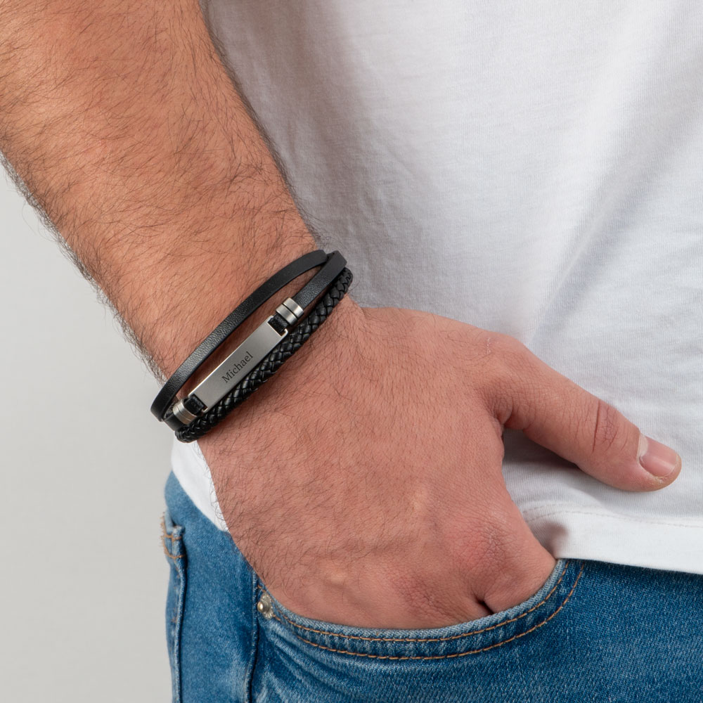 Braided Leather Cuff Bracelet