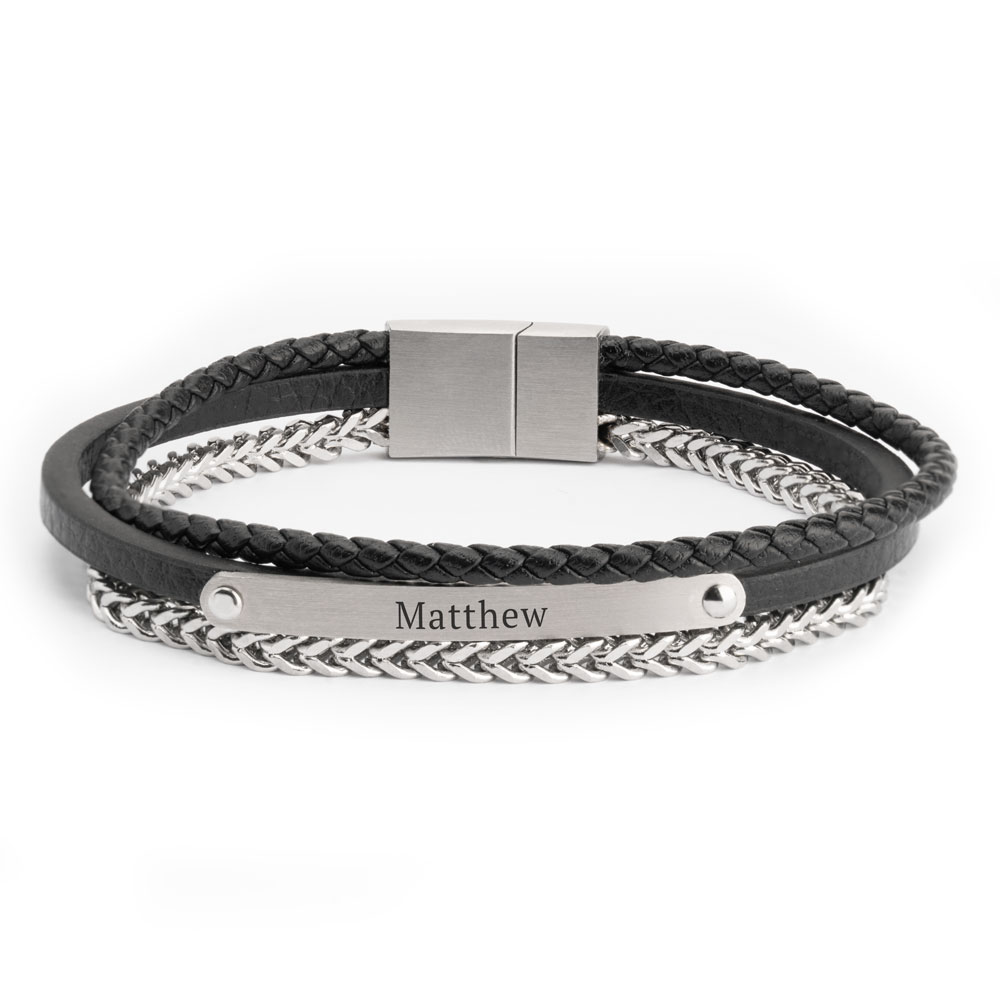 Engraved Two Tone Bracelet For Men
