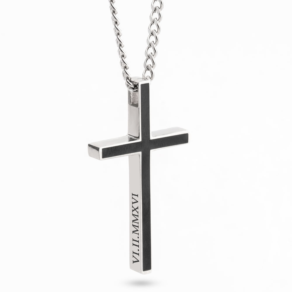 Custom Black Enamel Cross Necklace